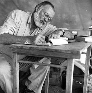 Ernest Hemingway ( J F Kennedy Presidential library, released to public domain)
